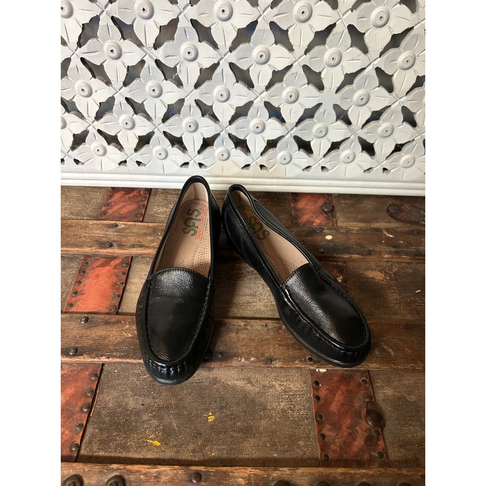 SAS Tripad Comfort Black Leather Loafers Womens 6.5 M Made in USA Slip On Shoes